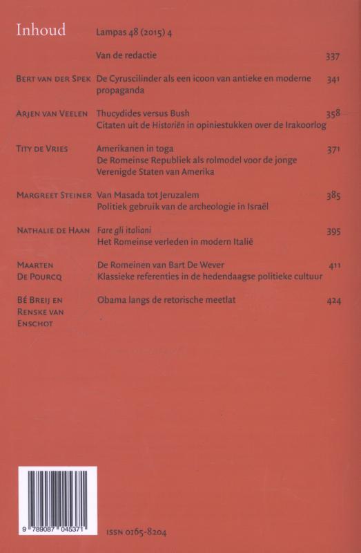Achterkant van Politiek en de oudheid