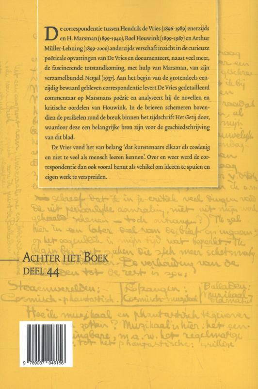 Achterkant van Brieven aan H. Marsman, Roel Houwink en Arthur Lehning, 1922-1939
