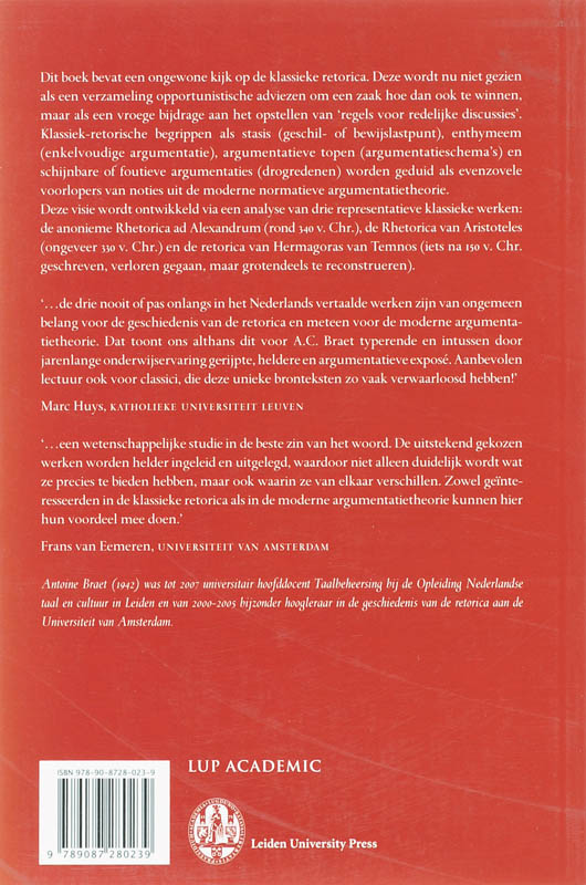 Achterkant van De Redelijkheid van de Klassieke Retorica