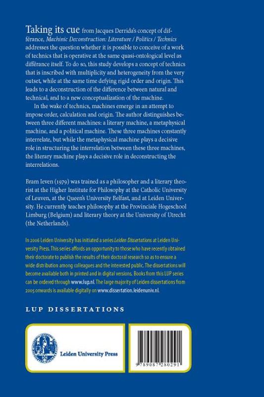 Achterkant van Literature / Politics / Technics