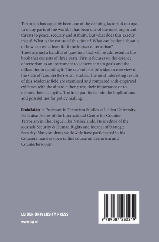 Achterkant van Terrorism and counterterrorismstudies