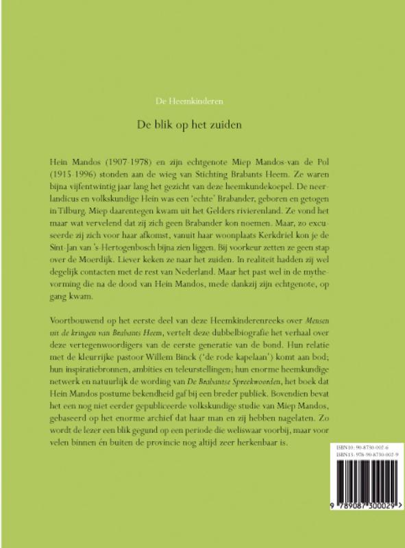 Achterkant van De blik op het zuiden