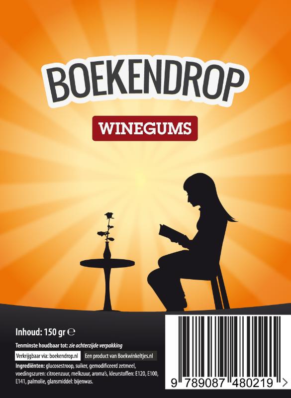Achterkant van Boekendrop winegums