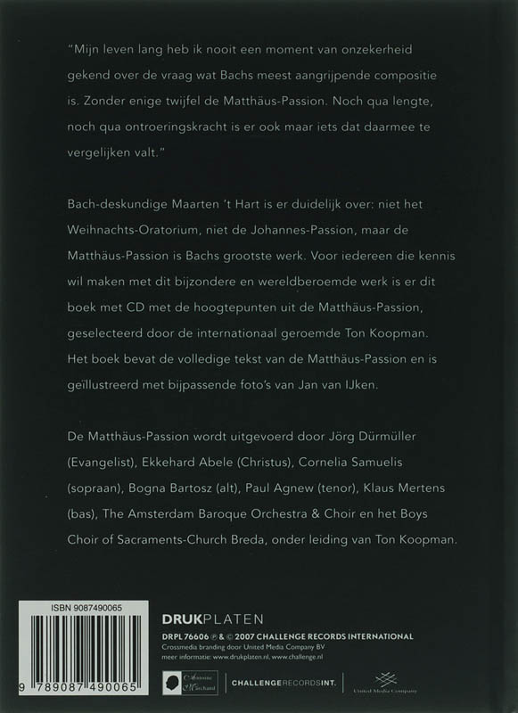 Achterkant van Matthaus Passion