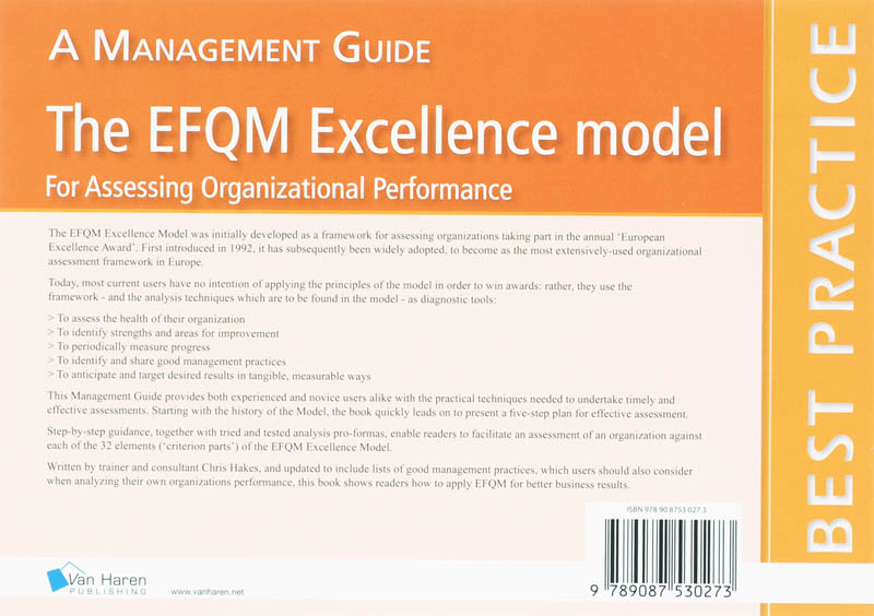 Achterkant van The EFQM Excellence Model For Assessing Organizational Performance