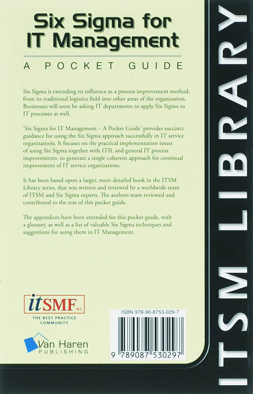 Achterkant van Six Sigma for IT Management
