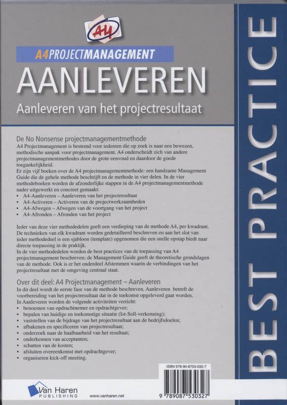 Achterkant van A4 Projectmanagement