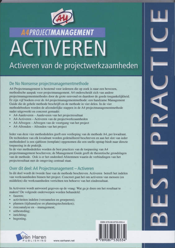 Achterkant van A4 Projectmanagement