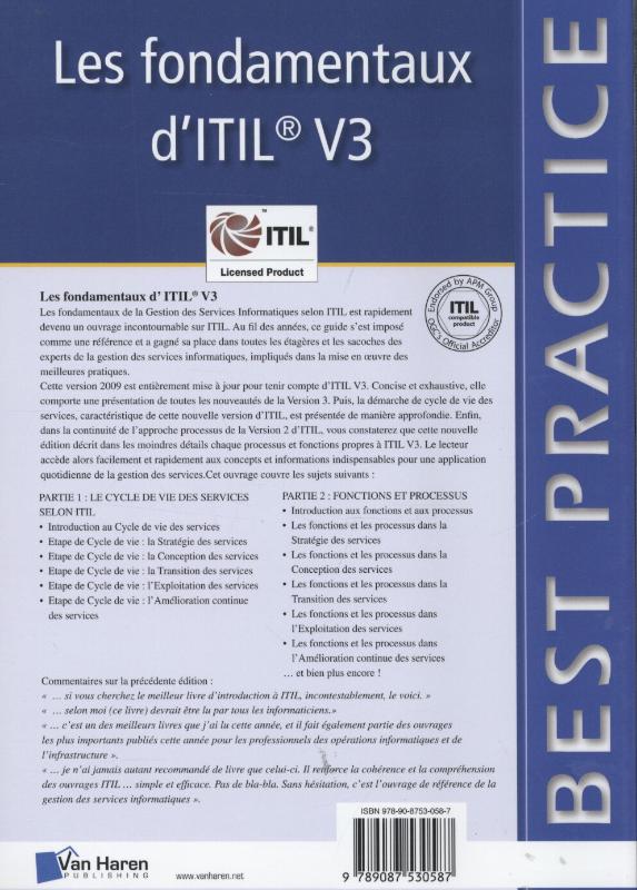 Achterkant van Les fondamentaux d'ITIL V3