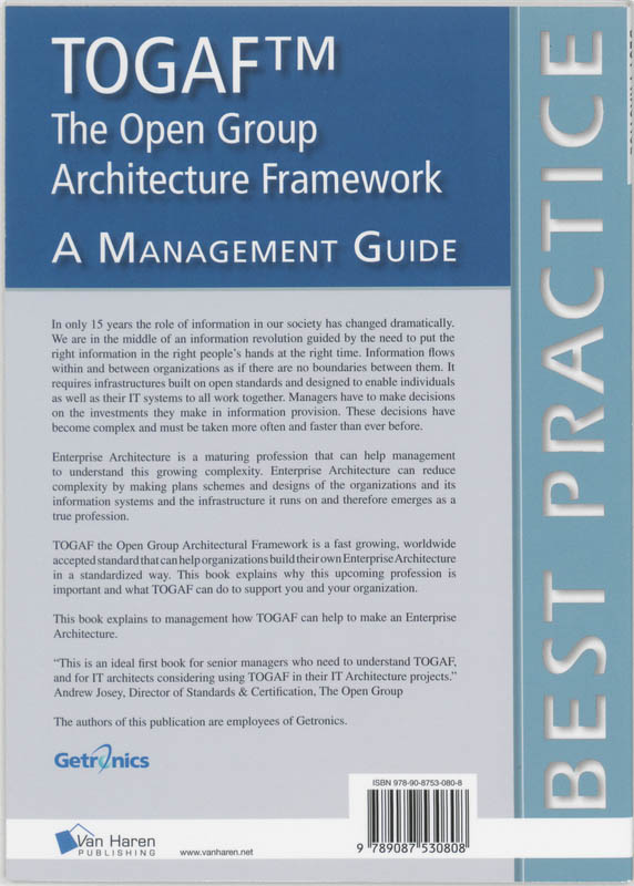 Achterkant van The Open Group Architecture Framework TOGAF