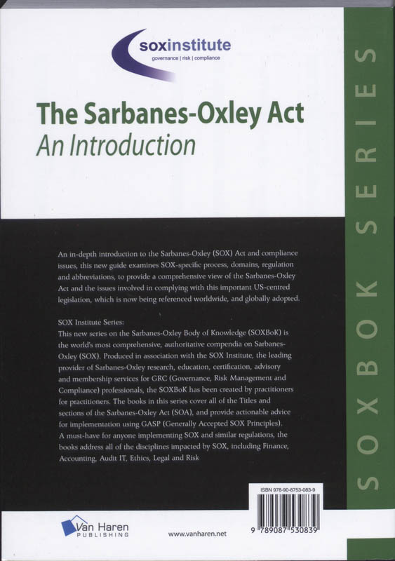 Achterkant van The Sarbanes-Oxley Act