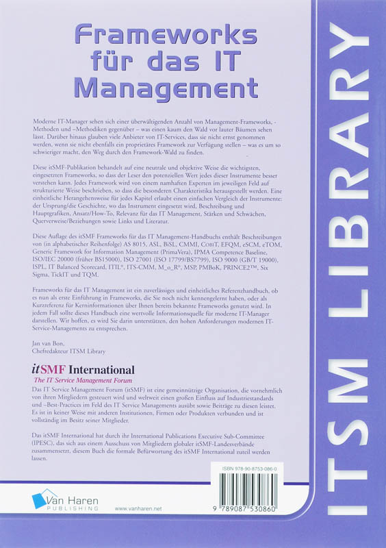 Achterkant van Frameworks fur das IT Management
