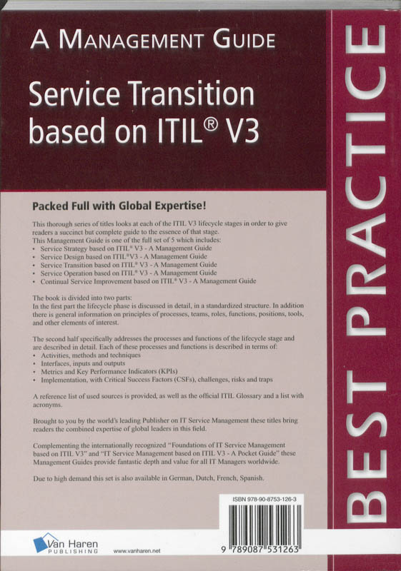 Achterkant van Service transition based on ITIL V3