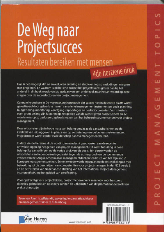 Achterkant van De weg naar projectsucces