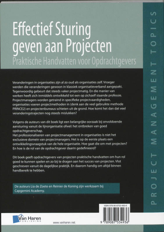 Achterkant van Effectief sturing geven aan projecten