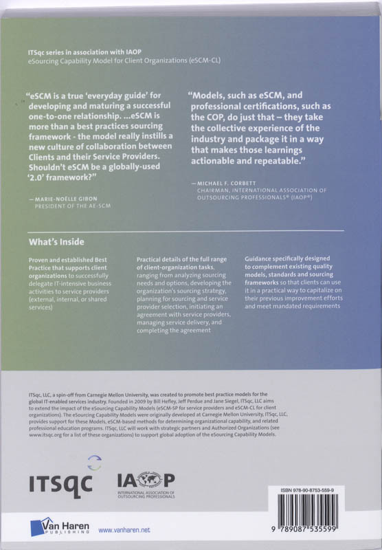 Achterkant van eSourcing Capability Model for Client Organizations