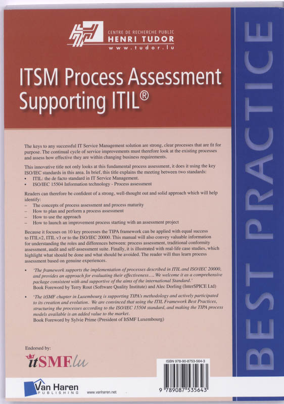 Achterkant van ITSM Process Assessment Supporting ITIL (english version)