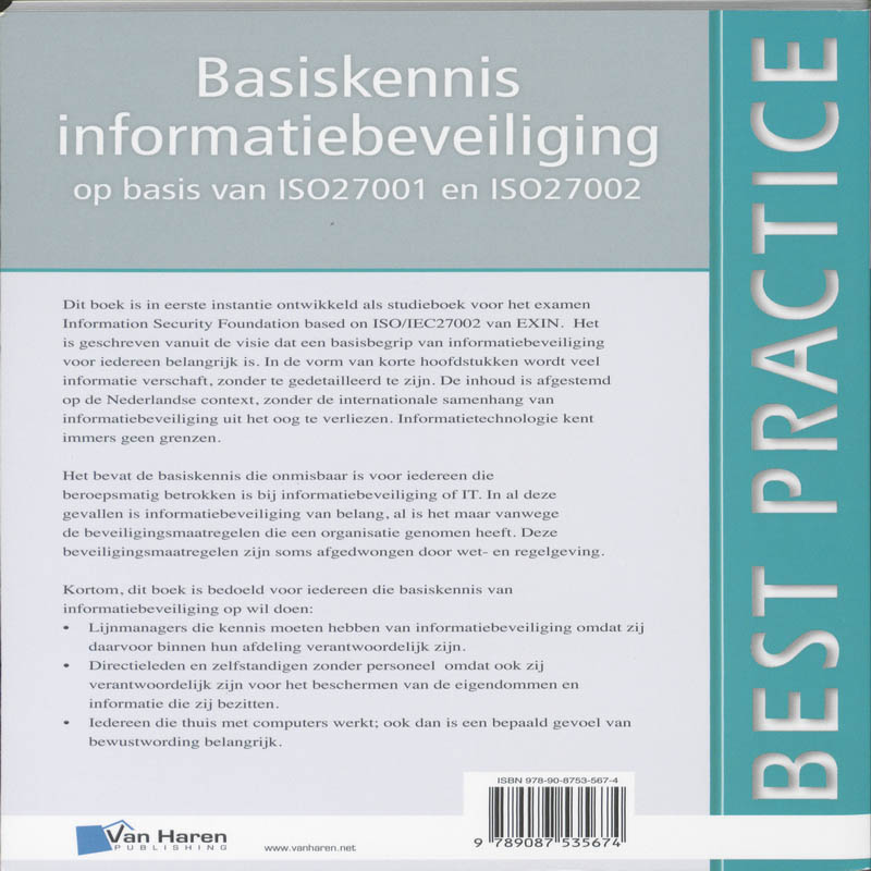 Achterkant van Basiskennis informatiebeveiliging