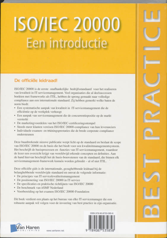 Achterkant van ISO/IEC 20000