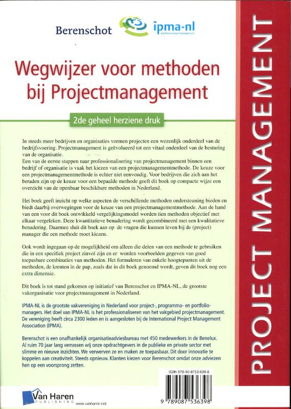 Achterkant van Wegwijzer voor methoden bij projectmanagement