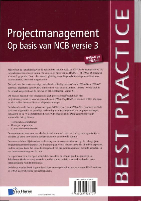 Achterkant van Projectmanagement op basis van NCB versie 3