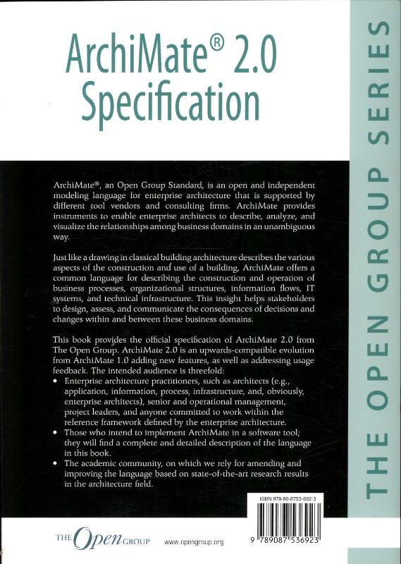 Achterkant van ArchiMate 2.0 specification