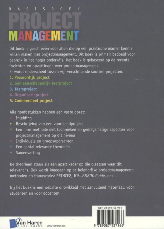 Achterkant van Basisboek projectmanagement