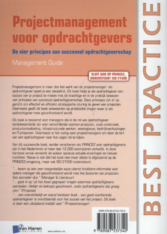 Achterkant van Projectmanagement voor opdrachtgevers