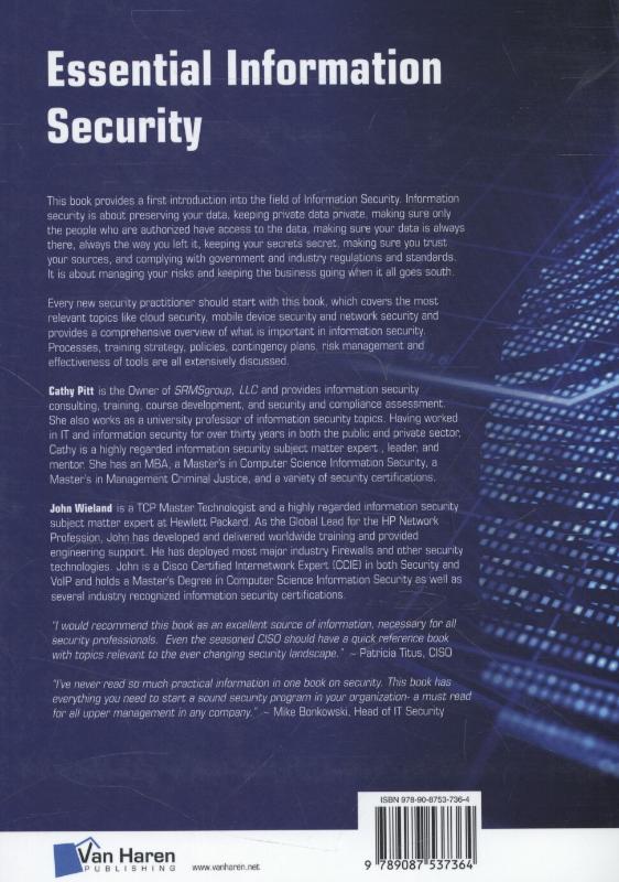 Achterkant van Essential information security