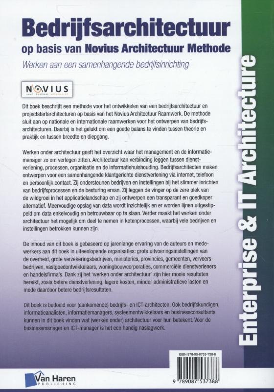 Achterkant van Bedrijfsarchitectuur op basis van Novius Architectuur Methode