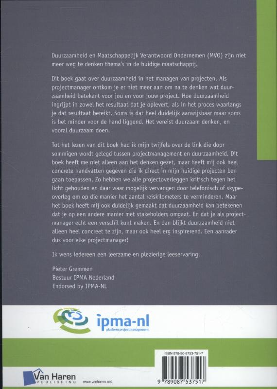Achterkant van Duurzaam projectmanagement