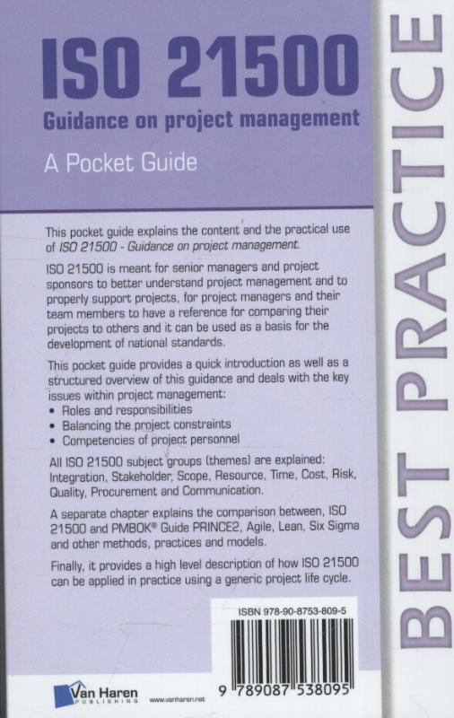Achterkant van ISO 21500 Guidance on project management