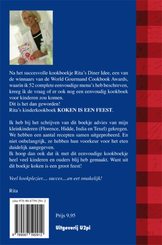 Achterkant van Rita´s kinderkookboek koken is een feest