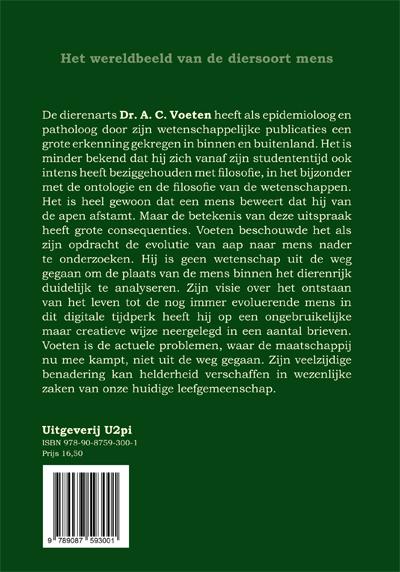 Achterkant van Het wereldbeeld van de diersoort mens