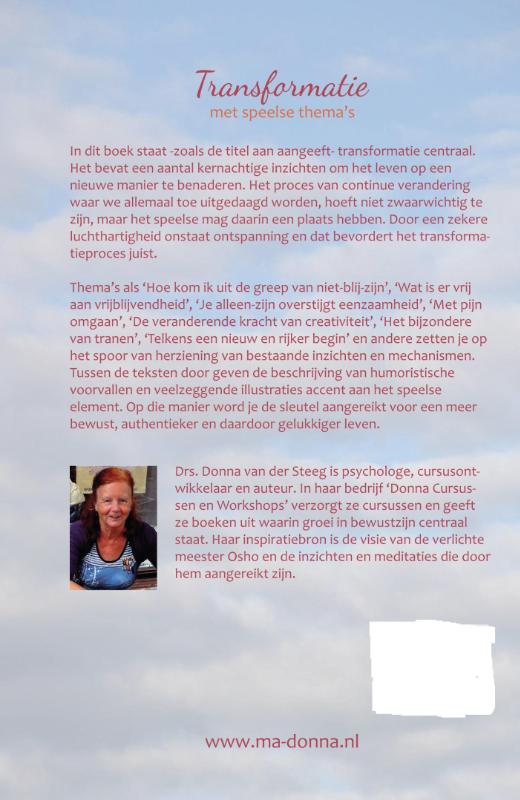 Achterkant van Transformatie met speelse thema's