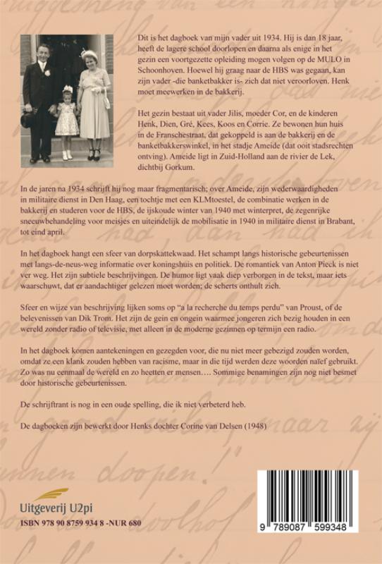 Achterkant van De jaren 1934-1940 in het dagboek van mijn vader