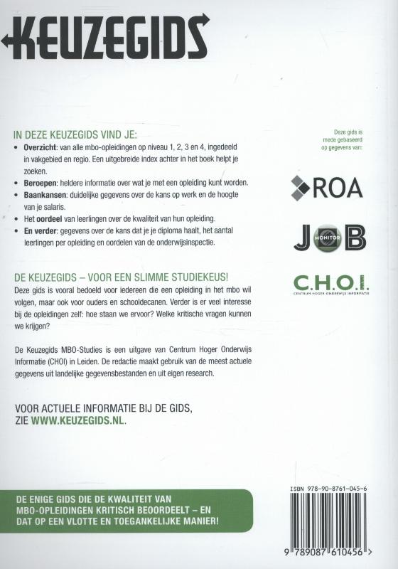 Achterkant van MBO-Studies 2013