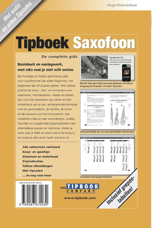Achterkant van Tipboek Saxofoon