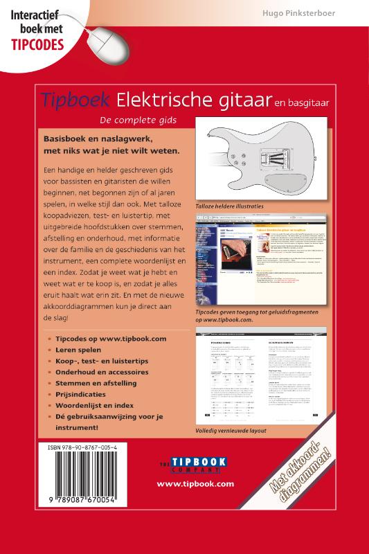Achterkant van Tipboek elektrische gitaar en basgitaar