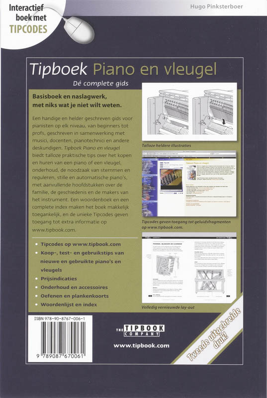 Achterkant van Tipboek Piano en vleugel