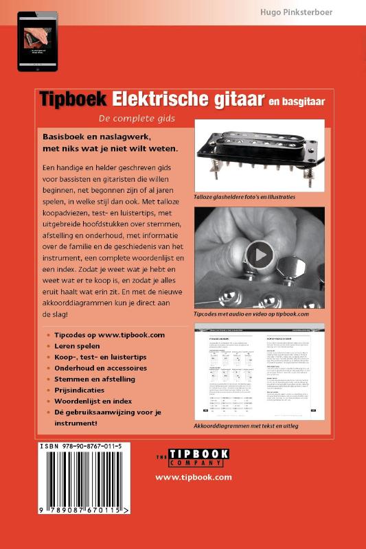 Achterkant van Tipboek Elektrische gitaar en basgitaar