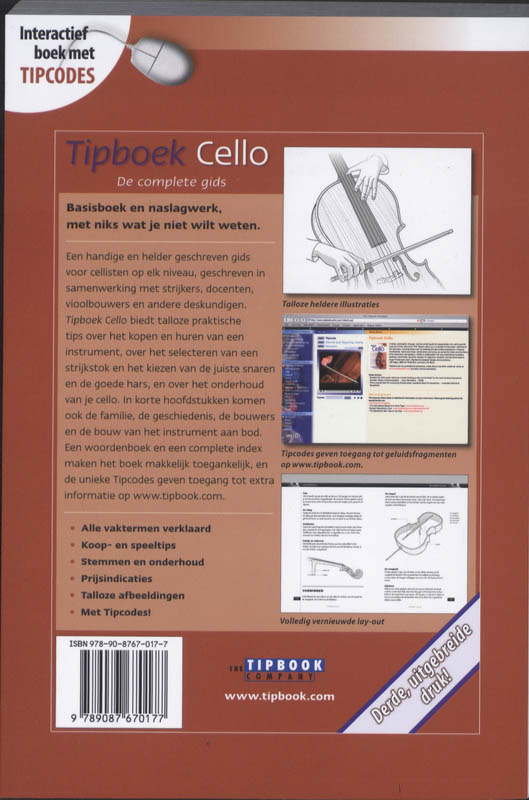 Achterkant van Tipboek Cello