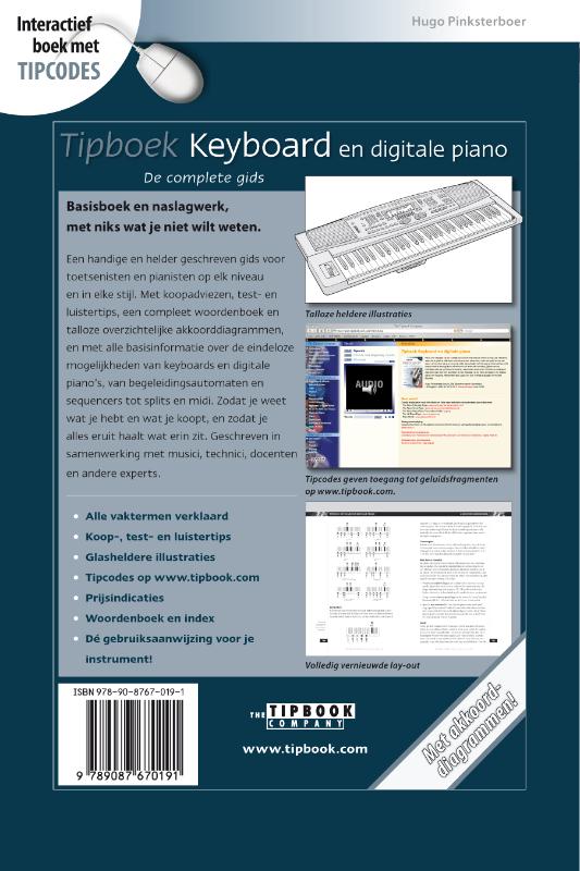 Achterkant van Tipboek Keyboard en digitale piano