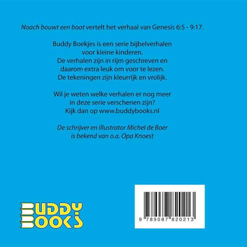 Achterkant van Noach bouwt een boot