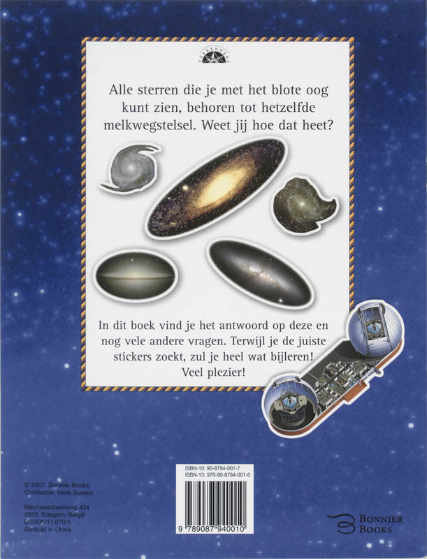 Achterkant van De ruimte stickerboek