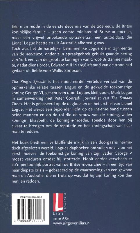 Achterkant van The king's speech
