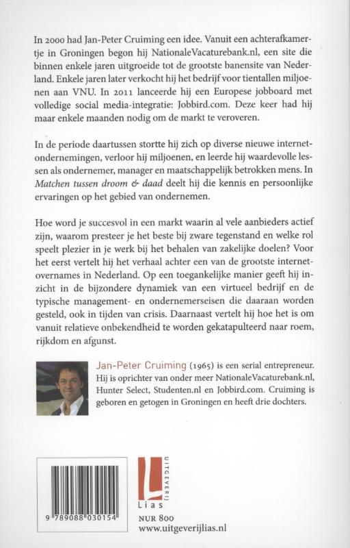 Achterkant van Matchen tussen droom en daad