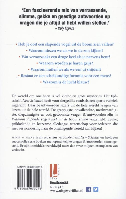 Achterkant van Waarom slapende vogels niet uit de boom vallen