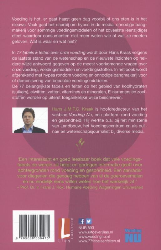 Achterkant van 77 Fabels en feiten over onze voeding