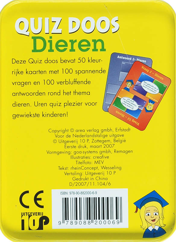 Achterkant van Quiz doos dieren